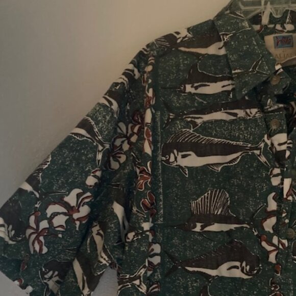 KAHALA HAWAII FINE HIGH END RESORT ALOHA WEAR HAWAII PLUMERIA HAWAIIAN FISH NICE - Picture 3 of 12